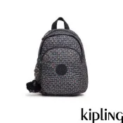 Kipling 幾何印花拉鍊式小巧收納後背包-DELIA MINI
