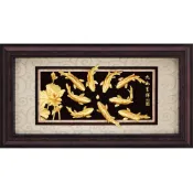 開運陶源 雅鑑鑫品 【盛景系列  九如呈祥】 錦鯉 魚 純金金箔畫 133x69cm