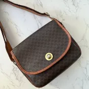 特選貨品二手Celine星球咖啡色老花皮革豆腐包單肩側背斜孭手袋