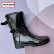 代購 英國高端 hunter 雨鞋 馬靴 女 中筒 幫腰slim款防水防滑靴 顯瘦輕便多色橡膠雨靴-