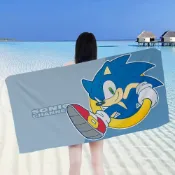S-Sonic H-Hedgehog 大超細纖維沙灘巾快乾毛巾沙灘沙灘巾泳池毛巾旅行游泳池瑜伽
