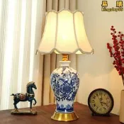 【可開發票】青花瓷檯燈新中式國風古典復古美式簡約客廳角幾燈高檔臥室床頭燈