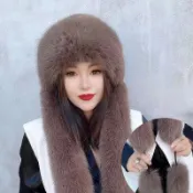 滿屋妍選 新品上市!!熱門爆品！！48h出貨丶冬季保暖貂毛帽子女防風護脖雷鋒帽圓頂民族風蒙古帽加厚風雪帽潮