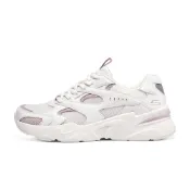 (店+)【SKECHERS】117354-WLV Skechers斯凱奇 BOBS BAMINA 網布皮革 圓頭 系帶 減震 低幫 老爹鞋 女款 白粉