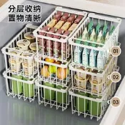 冰櫃內部制務價紛革欄多層隔板手納匡冷凍專用紛革分層籃鐵藝防水