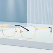 MoonDy 眼鏡 窄框眼鏡 扁框眼鏡 眼鏡框 眼鏡架 可換鏡片 金絲眼鏡 女眼鏡框架 鈦合金鏡框 附眼鏡盒 銀色眼鏡 禮物 010