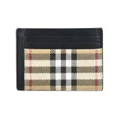 【BURBERRY 巴寶莉】經典格紋卡夾金屬鈔票夾(黑x格紋)