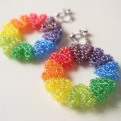 愛心圓飾耳環 鮮豔色 透明 Rainbow 虹色 彩虹色 多彩 圓圈 色相環