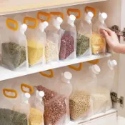MIKA STORE ▏ 廚房收納熱賣 食品級雜糧吸嘴袋 透明防潮手提設計 五穀大米密封分裝袋