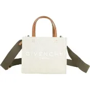 【GIVENCHY 紀梵希】G-Tote 字母印花帆布手提/斜背托特包(米白色 琴譜包)