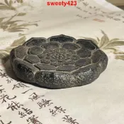 q\新中式仿古禪意蓮花底座 青石蓮花座杯託 杯墊子 蓮花壺承擺件花盆底座 仿石復古國風桌面裝飾茶寵底座擺件