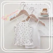 香水娜娜05731｜05931換季內搭｜春夏背心｜90｜110｜140｜150｜160｜緹花背心｜白色細肩帶｜灰色｜碎花