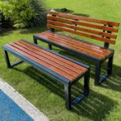 免運 不銹鋼公園椅 戶外長椅 園林椅子 廣場長凳 室外長條凳子 防腐塑木長椅 休閒公共座椅 長條凳 露營椅 庭院桌椅