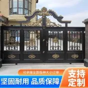 鋁藝大門別墅農村自建房歐式庭院鋁合金家用院子雙開門電動平移門