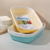 日本瀝水籃雙層家用廚房蔬菜海鮮塑料籃子濾水菜簍多功能菜盆