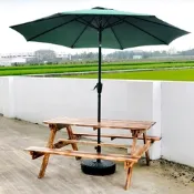 LOGIS邏爵家具 五尺原木庭園桌椅+傘組 啤酒桌 戶外桌椅 烤肉桌 BBQ 露營桌