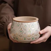 🌟平價實用🌟 敦煌鳳翎汝窯茶洗建水家用陶瓷收納廢水茶渣水桶水缸茶道茶具零配
