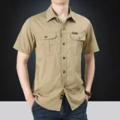【巴黎精品】現貨秒發 軍裝襯衫短袖上衣-夏季工裝舒適休閒薄款男襯衫a1fa3