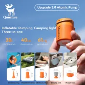 Qunature 電動氣泵 3 合 1 5.0kPa 快速充氣/放氣露營 62g 超輕便攜式照明磁性多功能氣泵