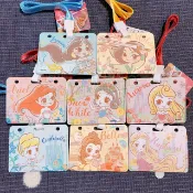真愛日本 橫式票卡證件行李吊牌附頸掛繩 迪士尼 Q版 白雪公主 公主 貝兒 睡美人 奧蘿拉 茉莉 花木蘭 樂佩 灰姑娘 仙杜瑞拉 美人魚 艾莉兒 行李吊牌 掛牌 方便識別