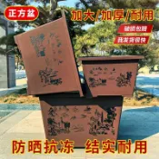 🔥限時下殺 五星好評🌟 四方荷花盆 缸特大號正方形盆 景花盆 大口徑方形羅漢松仿紫砂花盆 塑料花盆 樹脂花盆 種植盆