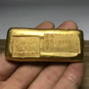 銀聯網日用品生活館 仿古 純銅金錠擺件仿古實心 中央造幣廠 孫中山紀念金錠金條1入