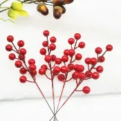 【材料王批發｜台灣現貨】創意仿真紅漿果 聖誕泡沫果子｜單岔 3岔 紅果子枝｜過年 發財果 狀元紅 人造花 居家裝飾