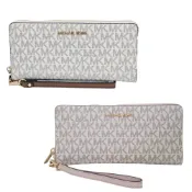 Michael Kors MK 經典 PVC拉鍊手掛式長夾(香草白/櫻花粉/贈原廠紙盒紙袋/送禮)台灣現貨