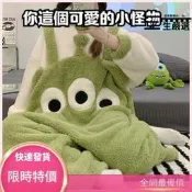 【加勇首選】【冕運】東記新品刷毛家後釹生睡衣法蘭絨連身連身睡衣釹連帽寶暖居家服卡通三眼怪史迪奇熊抱哥長