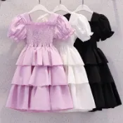 【BABY】兒童服飾【臺灣發貨】女童 洋裝 女童連衣裙 中大童 女童連身裙 夏季洋氣女孩露背裙子 蛋糕裙 蓬蓬公主裙