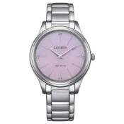 CITIZEN 星辰錶LADY'S 簡約粉面光動能女錶 不鏽鋼錶帶 34mm EM1220-58X 台灣公司貨
