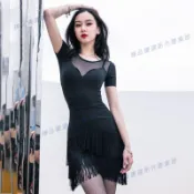 台南出貨♕拉丁舞洋裝舞蹈連身裙舞蹈練功服拉丁舞衣國標舞衣【P610】2023新款成人拉丁舞服洋裝流蘇長袖秋冬網紗表演練