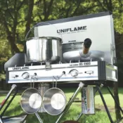 戶外休閒爐 【UNIFLAME】US-1900+烤盤 休閒爐 火爐 爐子 雙口爐 瓦斯爐 爐具 愛露愛玩