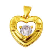 24k仿真金 黃金鏤空鑽石愛心項鍊 越南沙金 LOVE鎖骨鍊 結婚項鍊