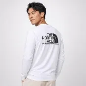 【The North Face】經典印刷文字Logo圖案長袖T恤-白色(平輸品)
