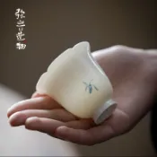 手繪蘭花聞香杯 陶瓷主人杯 釉下彩茶杯 中式茶具 聚香杯 家用單杯