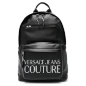 Versace Jeans凡賽斯簡約皮革雙肩後背包， 黑色，男款大包（全新正品）現貨