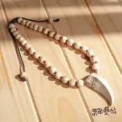 【原風藝站】陶製山豬牙項鏈｜混色圓珠｜原住民 族服 台灣印象 豐年祭