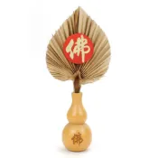 (店+)【晨豐商行】濟公師父乩身用濟公扇/植物扇/棕櫚扇/純手工/佛字禾木葫蘆座/招財平安