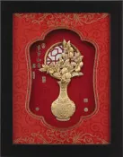 【開運陶源】雅鑑鑫品金箔畫平安豐收系列 ~柿子【事事如意】...27x34cm