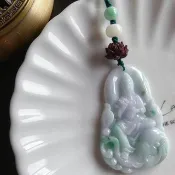 緬甸玉翡翠 手工雕 普賢菩薩 智慧 龍 蛇 守護神 玉牌 禮物