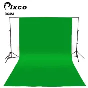 Pixco 拍攝寶優質TC棉背景布3X4M-綠色 綠布綠幕摳圖去背KEY背虛擬攝影棚去背合成直播背景舞台布佈置陳列桌布