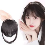 巴黎精品 現貨+預購 女仿真髮髮片透氣假髮片輕量隱形增髮量假髮接髮-水鑽髮箍直髮7x7,.5長25cm4色 a1nd31