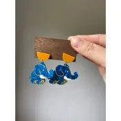 『24h現貨速發』Vintage 復刻cute elephant 藍色大象耳環日常百搭可愛耳飾