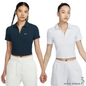 Nike 短袖上衣 女裝 Polo衫 V領 深藍/麻花白 DV7885-478/DV7885-051