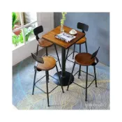 (店+)可開發票【免運】複古鐵藝吧臺椅酒吧吧椅高腳實木桌椅高腳凳吧臺凳小圓桌圓形吧凳