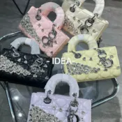 喜挖2店 戴妃包女2025新款歐美時尚氣質名媛淑女重工手提滿鑽不規則