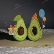 立體生日賀卡代摺疊3d卡片牛油果網紅畢業手工卡留言卡片信封