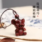 協貿國際日用品生活12館 印度小葉紫檀木質幸運鼠紅木可愛十二生肖老鼠男女吊墜項鏈毛衣鏈