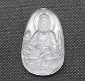 [我最便宜] 天然 乳白水晶 墜 (寶瓶觀音菩薩)~~100%無染色 (市價450元) K3